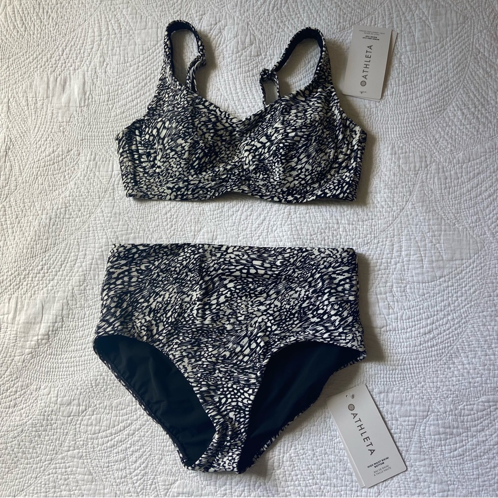Athleta bondi bra cup bikini set • 36 B/C • medium high waist bottom